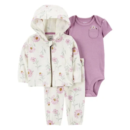 Layette Kız Bebek 3'lü Hırkalı Set
