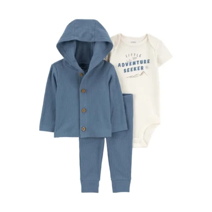 Layette Erkek Bebek 3'lü Hırkalı Set