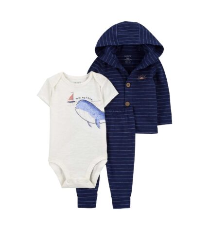Layette Erkek Bebek 3'lü Hırkalı Set
