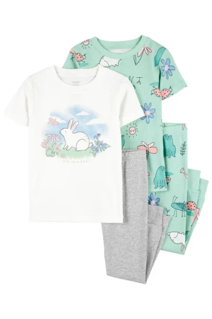Küçük Kız Çocuk Pijama Set 4'lü Paket