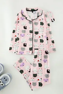 SEBİ 1.2404 PİJAMA TAKIMI KEDİ BASKILI